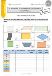 Comment identifier les quadrilatères en fonction de leurs caractéristiques - Exercices : Primaire 5 - PDF à imprimer