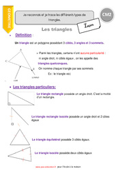 Reconnaitre et tracer les différents types de triangles - Cours, Leçon : Primaire 5 - PDF à imprimer