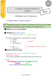 Je rédige correctement la réponse d’un problème - Cours, Leçon : Primaire 2 - PDF à imprimer