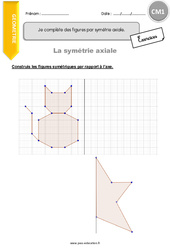 Je complète des figures par symétrie axiale - Exercices avec correction : Primaire 4 - PDF à imprimer