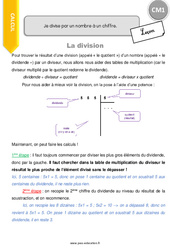 Je divise par un nombre à un chiffre - Cours, Leçon : Primaire 4 - PDF à imprimer