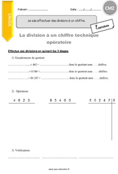 Comment effectuer des divisions à un chiffre - Exercices  : Primaire 5 - PDF à imprimer