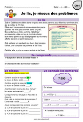 Addition et euros - Je lis et je résous des problèmes : Primaire 4 - PDF à imprimer
