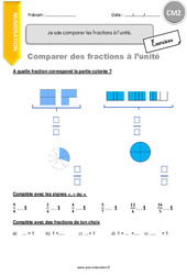 Comparer les fractions à l’unité - Exercices avec correction : Primaire 5 - PDF à imprimer