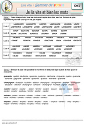 Je lis vite et bien les mots - Gamme de lecture : Primaire 4 - PDF à imprimer