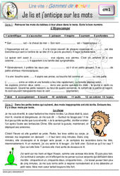 Je lis et j'anticipe sur les mots - Gamme de lecture : Primaire 4 - PDF à imprimer