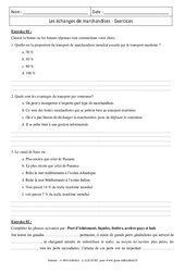 Les échanges de marchandises - Exercices corrigés - Géographie : Secondaire 2 - PDF à imprimer