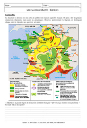 Les espaces productifs - Exercices corrigés - Géographie : Secondaire 3 - PDF à imprimer