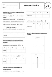 Fonctions linéaires - Exercices corrigés : Secondaire 3 - PDF à imprimer