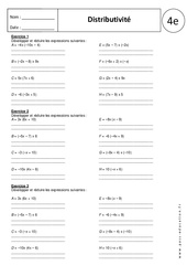 Développer en utilisant la distributivité - Exercices corrigés : Secondaire 2 - PDF à imprimer