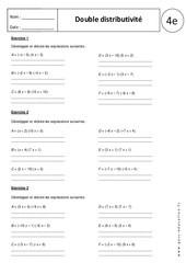Développer en utilisant la double distributivité - Exercices corrigés - Calcul littéral : Secondaire 2 - PDF à imprimer