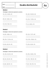 Développer en utilisant la double distributivité - Exercices corrigés : Secondaire 2 - PDF à imprimer