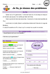 Addition, division, mesures, conversion - Je lis et je résous des problèmes : Primaire 4 - PDF à imprimer