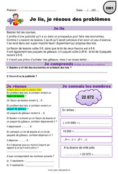 Addition, divisions, euros - Je lis et je résous des problèmes : Primaire 4 - PDF à imprimer