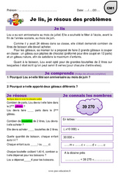 Soustraction, multiplication,division - Je lis et je résous des problèmes : Primaire 4 - PDF à imprimer