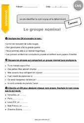 Comment identifier le nom noyau et le déterminant - Exercices  : Primaire 4 - PDF à imprimer