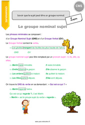 Savoir que le sujet peut être un groupe nominal - Cours, Leçon : Primaire 4 - PDF à imprimer