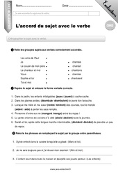 L'accord du sujet avec son verbe - Examen Evaluation - Bilan : Primaire 5 - PDF à imprimer