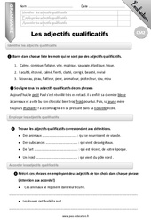 Les adjectifs qualificatifs - Examen Evaluation - Bilan : Primaire 5 - PDF à imprimer