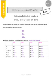 Identifier un verbe conjugué à l’imparfait - Cours, Leçon : Primaire 4 - PDF à imprimer