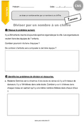 Je divise un nombre entier par un nombre à un chiffre - Exercices  : Primaire 4 - PDF à imprimer