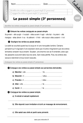 Le passé simple - Examen Evaluation - Bilan : Primaire 5 - PDF à imprimer