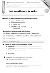Les compléments du verbe - Examen Evaluation - Bilan : Primaire 5 - PDF à imprimer