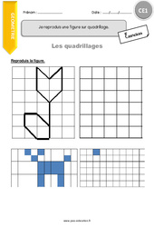 Je reproduis une figure sur quadrillage - Exercices à corriger : Primaire 2 - PDF à imprimer