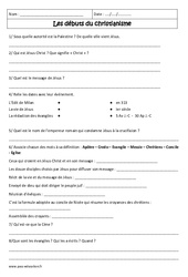 Débuts du christianisme - Exercices corrigés : Primaire 6 - PDF à imprimer