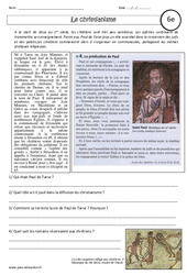 Christianisme - Etude de documents : Primaire 6 - PDF à imprimer