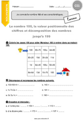 Connaître le nombre 100 et ses caractéristiques - Exercices avec correction : Primaire 2 - PDF à imprimer