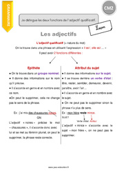 Comment distinguer les deux fonctions de l’adjectif qualificatif - Cours, Leçon : Primaire 5 - PDF à imprimer