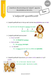 J’identifie le rôle sémantique de l’adjectif apporter des précisions sur les noms - Cours, Leçon : Primaire 4 - PDF à imprimer