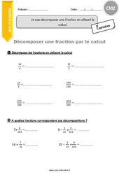 Comment décomposer une fraction en utilisant le calcul - Exercices  : Primaire 5 - PDF à imprimer